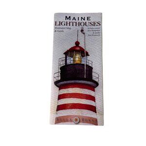 Maine Lighthouses Illustrated Folded Map and Guide Costal u New Hampshire New Br